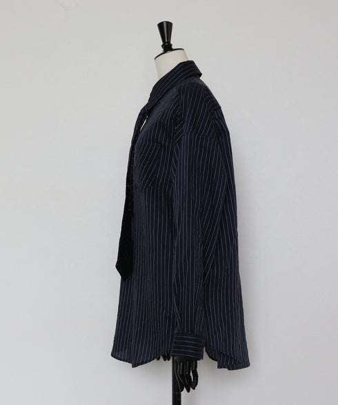 3/6販売 2WAYネクタイ付きストライプシャツ